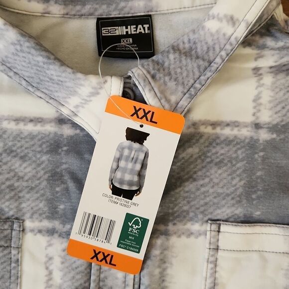32 Degree Heat women's XXL gray and white plaid collared shirt New with tag - Picture 2 of 9